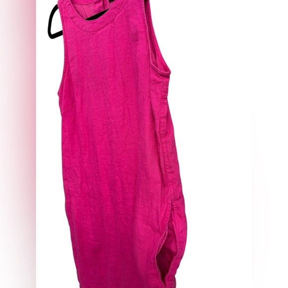 J. CREW Womens Button Back Shift Dress Beauchamps Linen Neon Flamingo Pink Sz XS - Picture 4 of 7